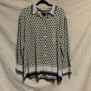 Nautica Men's Black and White Patterned Button Down Shirt